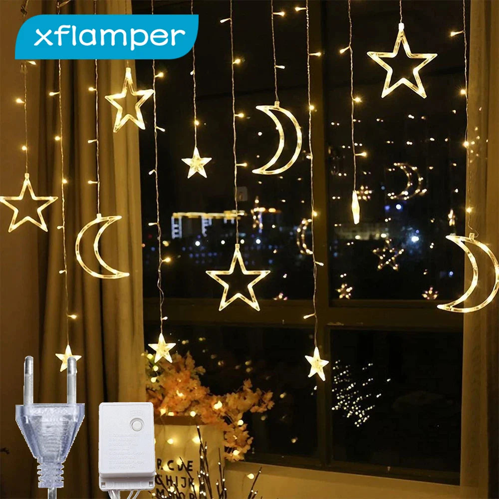 Star Moon LED Curtain String Light