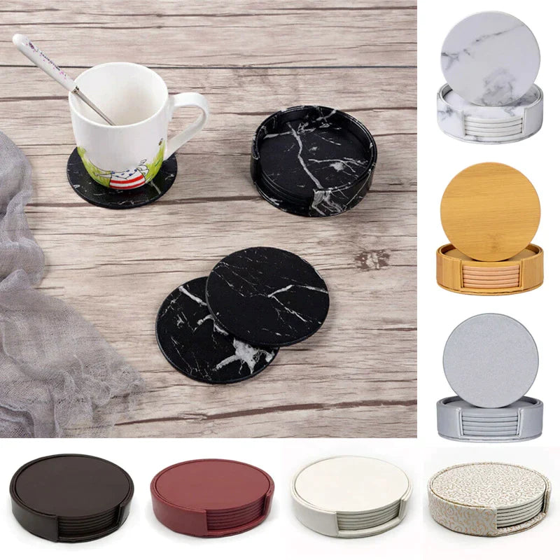 Marble PU Leather Coaster Set